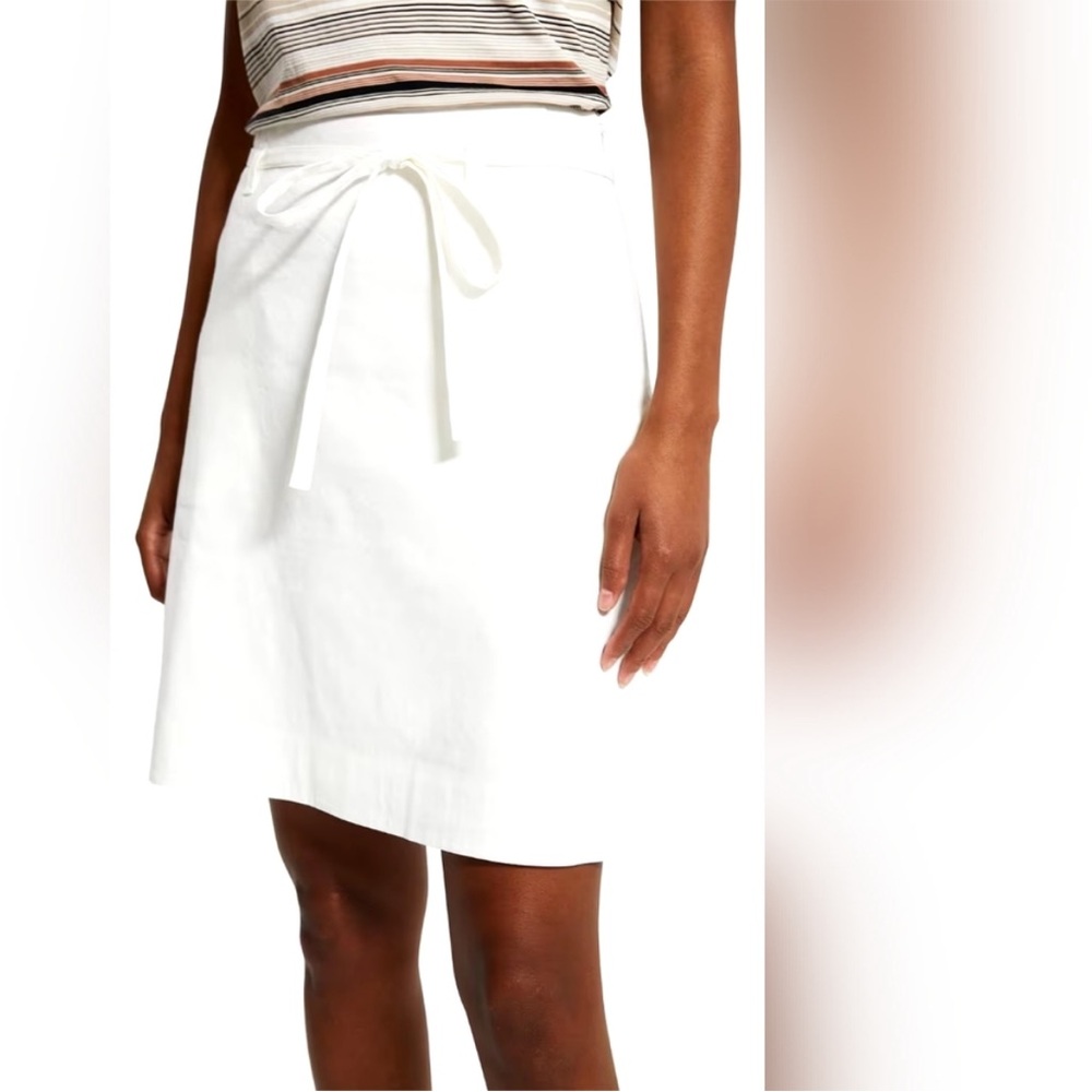 NWT THEORY A-Line Linen Tie Skirt White Eco Crunch Wash - Picture 2 of 9